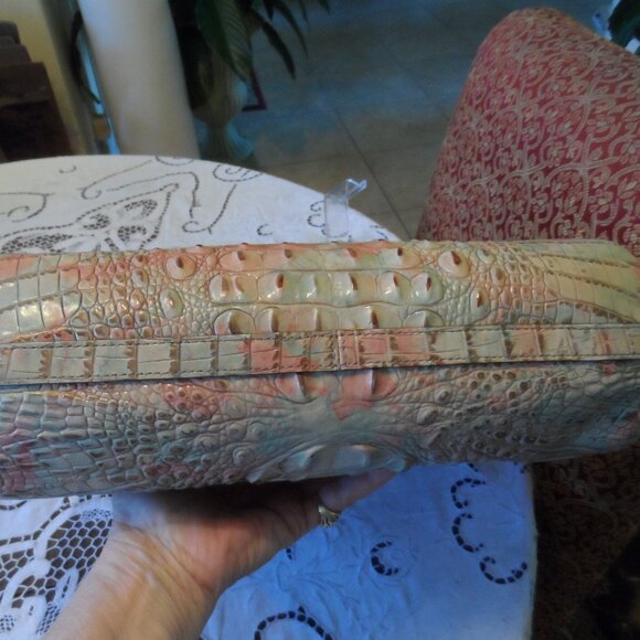 Brahmin “Katie” Pastel Multi-Color Melbourne Croc-Embossed Leather Shoulder Bag - Picture 9 of 16